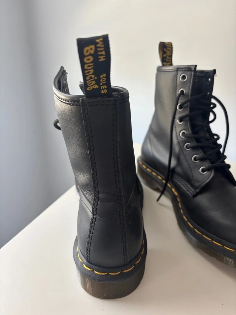 Black Leather Lace-Up Combat Boots - Dr. Martens - Picture 2 of 5